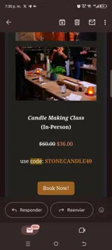 STONECANDLE40 coupon verification screenshot
