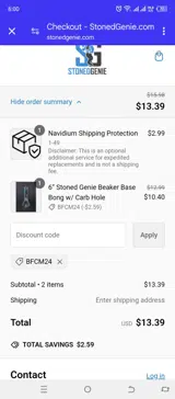 StonedGenie coupon verification screenshot
