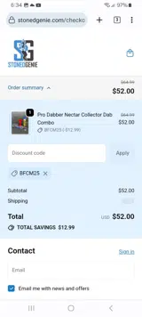 StonedGenie coupon verification screenshot