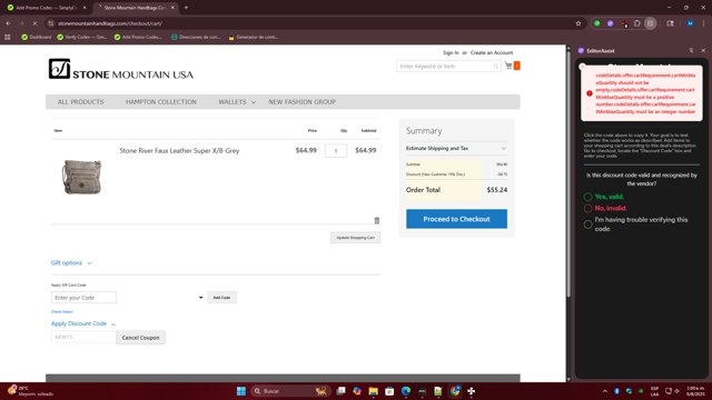 Stone Mountain checkout page showing Stone Mountain discount code box | Screenshot taken by SimplyCodes community member on Aug 9, 2025