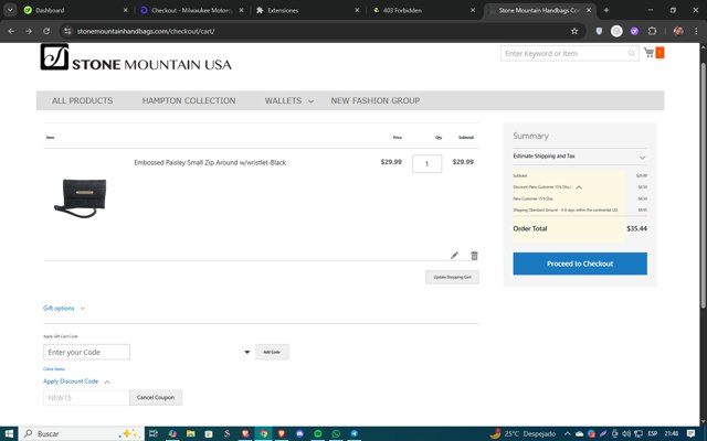 Stone Mountain checkout page showing Stone Mountain discount code box | Screenshot taken by SimplyCodes community member on Jun 22, 2025