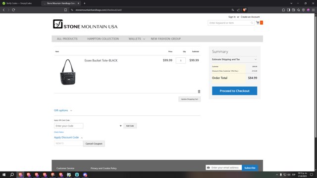 Stone Mountain checkout page showing Stone Mountain discount code box | Screenshot taken by SimplyCodes community member on Jun 22, 2025