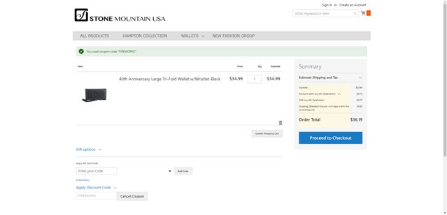 Stone Mountain checkout page showing Stone Mountain discount code box | Screenshot taken by SimplyCodes community member on Jun 28, 2025