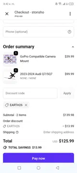 STO N SHO coupon verification screenshot
