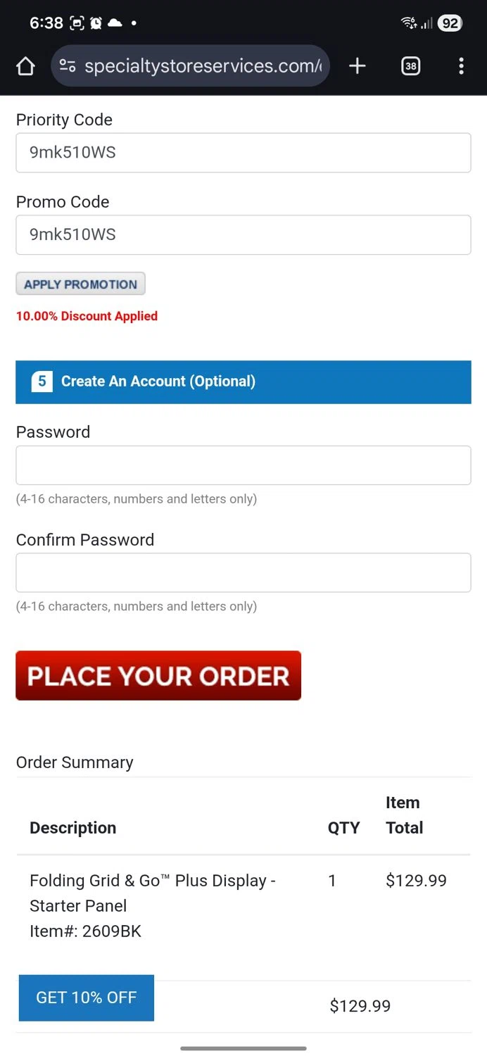 Specialty Store Services promo code screenshot showing code 9mk510WS applied at Specialty Store Services checkout page. Uploaded by SimplyCodes community member KataldoMustafack on Nov 14, 2025