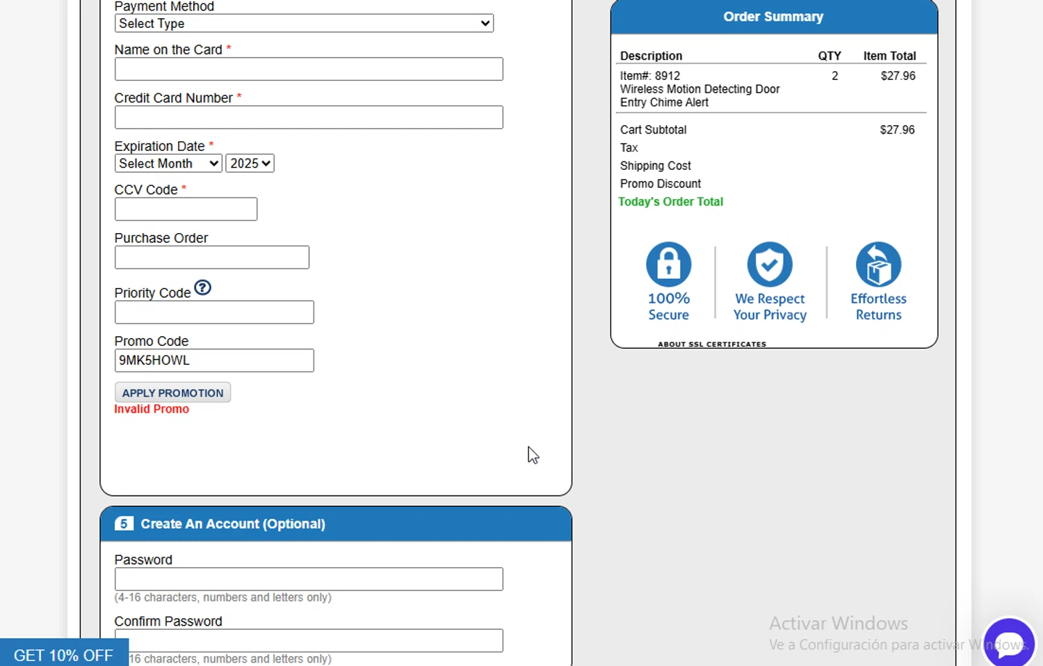 Specialty Store Services promo code screenshot showing code 9MK5HOWL applied at Specialty Store Services checkout page. Uploaded by SimplyCodes community member ligthYA on Oct 30, 2025