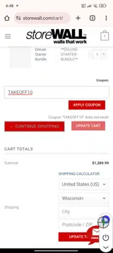 TAKEOFF10 coupon verification screenshot
