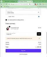 TOWELS10 coupon verification screenshot