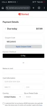 MEGAN10 coupon verification screenshot