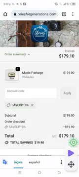 SaveUp10% coupon verification screenshot