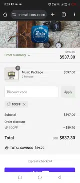 10OFF coupon verification screenshot