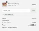 WELCOME10 coupon verification screenshot