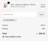 WELCOME20 coupon verification screenshot
