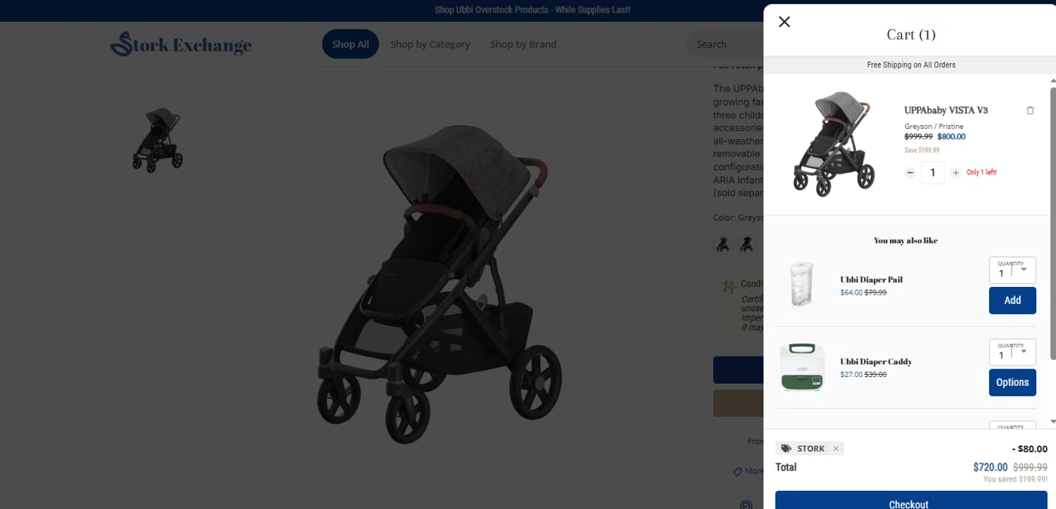 Stork Exchange discount code screenshot showing code STORK applied at Stork Exchange checkout page. Uploaded by SimplyCodes community member OnlywM on Nov 6, 2025
