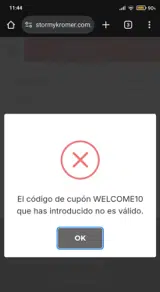 WELCOME10 coupon verification screenshot