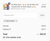Welcome10 coupon verification screenshot