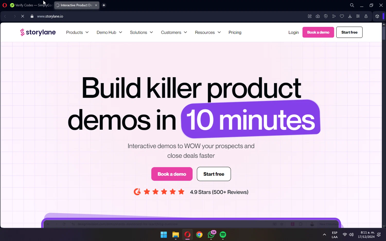 Storylane checkout page showing Storylane promo code box | Screenshot taken by SimplyCodes community member on Dec 17, 2024