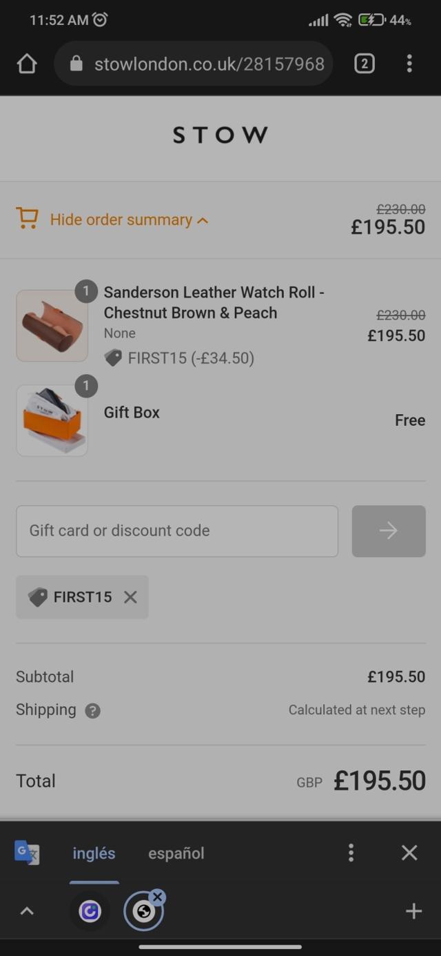 STOW checkout page showing STOW promo code box | Screenshot taken by SimplyCodes community member on Apr 28, 2022