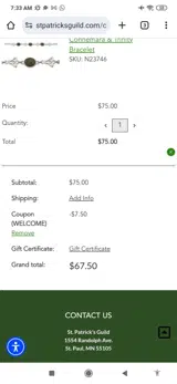 St. Patricks Guild coupon verification screenshot