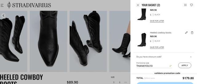 Stradivarius checkout page showing Stradivarius discount code box | Screenshot taken by SimplyCodes community member on Jan 29, 2023