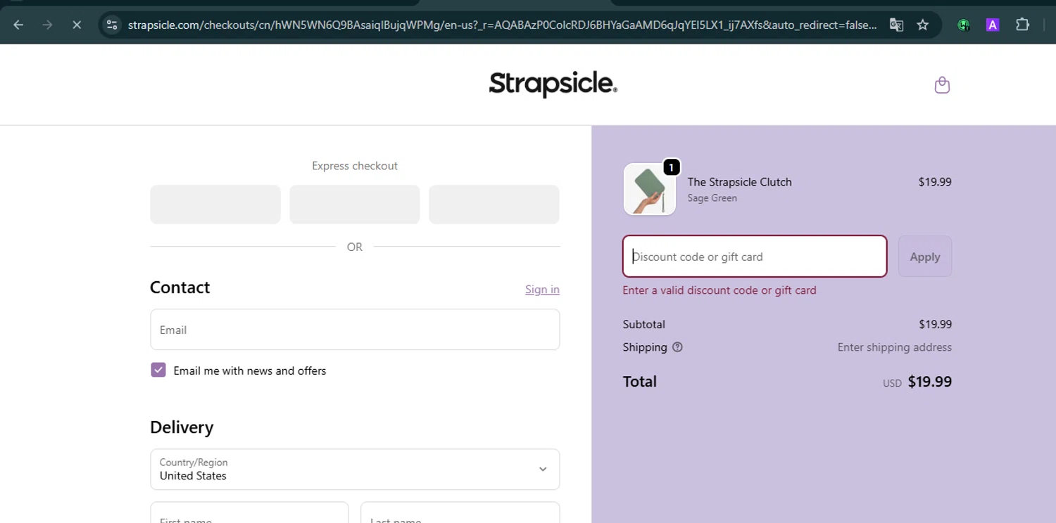 Strapsicle discount code screenshot showing code oferta applied at Strapsicle checkout page. Uploaded by SimplyCodes community member VoucherHero6322 on Nov 20, 2025