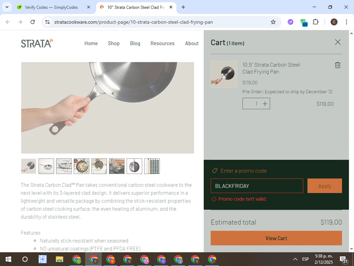 Strata promo code screenshot showing code BLACKFRIDAY applied at Strata checkout page. Uploaded by SimplyCodes community member TreasureFox8596 on Dec 2, 2025