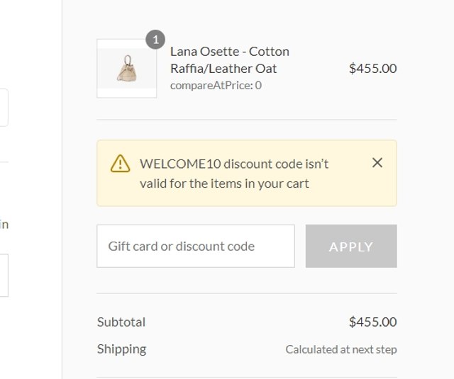 Strathberry checkout page showing Strathberry discount code box | Screenshot taken by SimplyCodes community member on May 17, 2023
