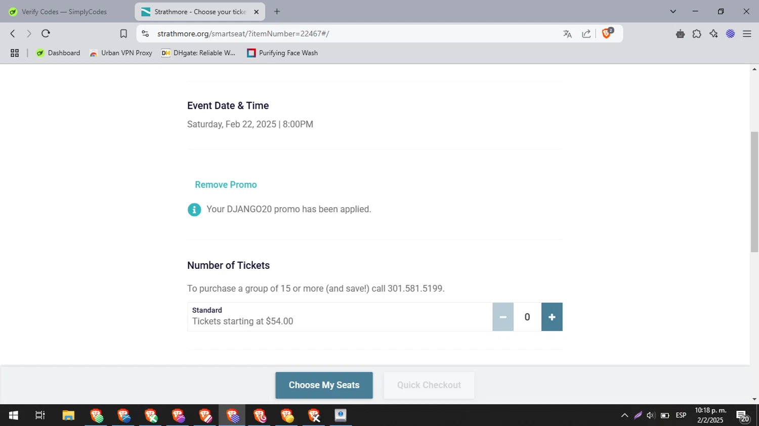 Strathmore MD checkout page showing Strathmore MD promo code box | Screenshot taken by SimplyCodes community member on Feb 3, 2025