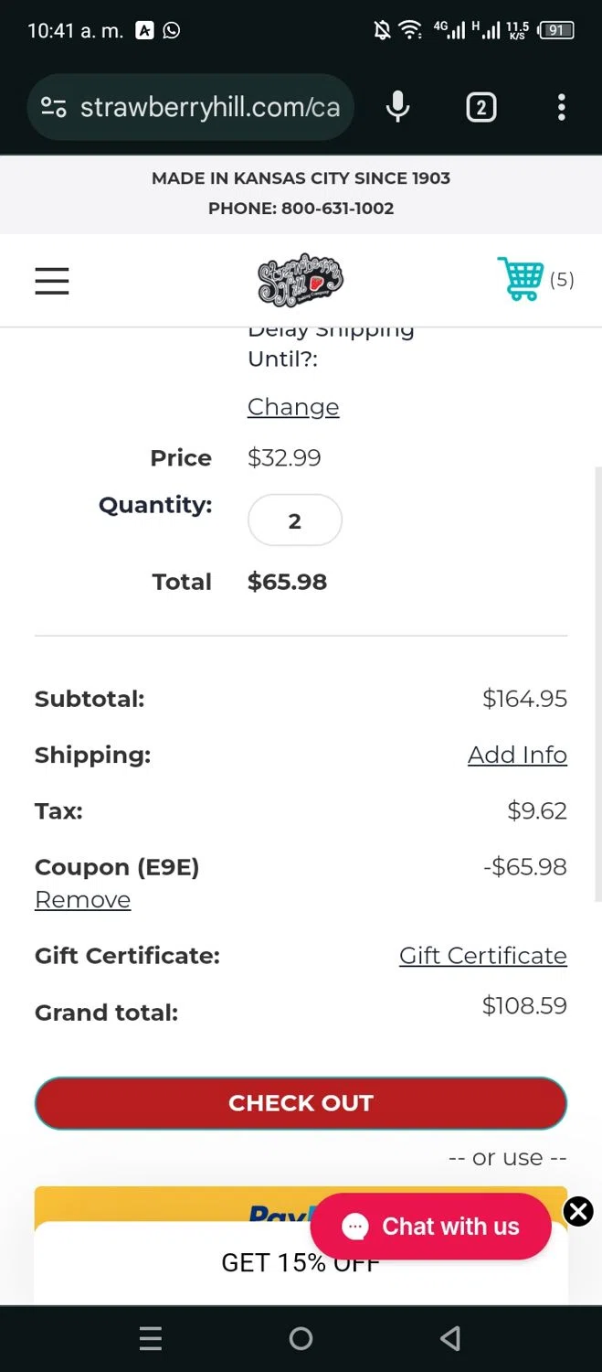 where to use Strawberry Hill promo code box