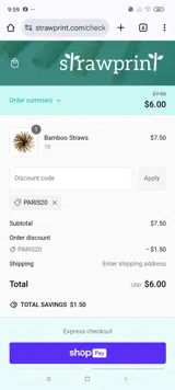 Paris20 coupon verification screenshot
