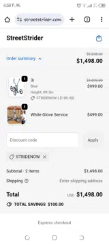STRIDENOW coupon verification screenshot