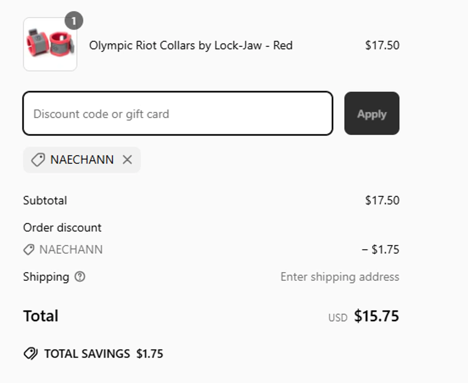 Strength Shop USA promo code screenshot showing code naechann applied at Strength Shop USA checkout page. Uploaded by SimplyCodes community member RewardCurator5232 on Mar 25, 2025