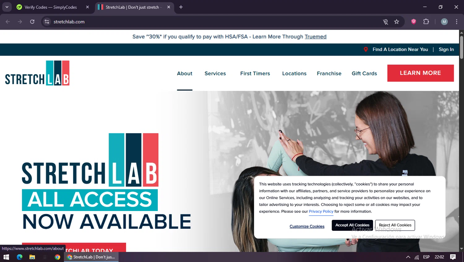 StretchLab promo code screenshot showing code SPOOKY31 applied at StretchLab checkout page. Uploaded by SimplyCodes community member maraxo on Nov 1, 2025
