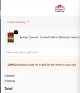 Strictly Limited Games coupon verification screenshot