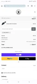 Welcome15 coupon verification screenshot
