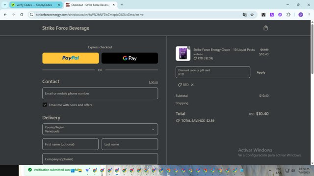 Strike Force checkout page showing Strike Force promo code box | Screenshot taken by SimplyCodes community member on Sep 7, 2025