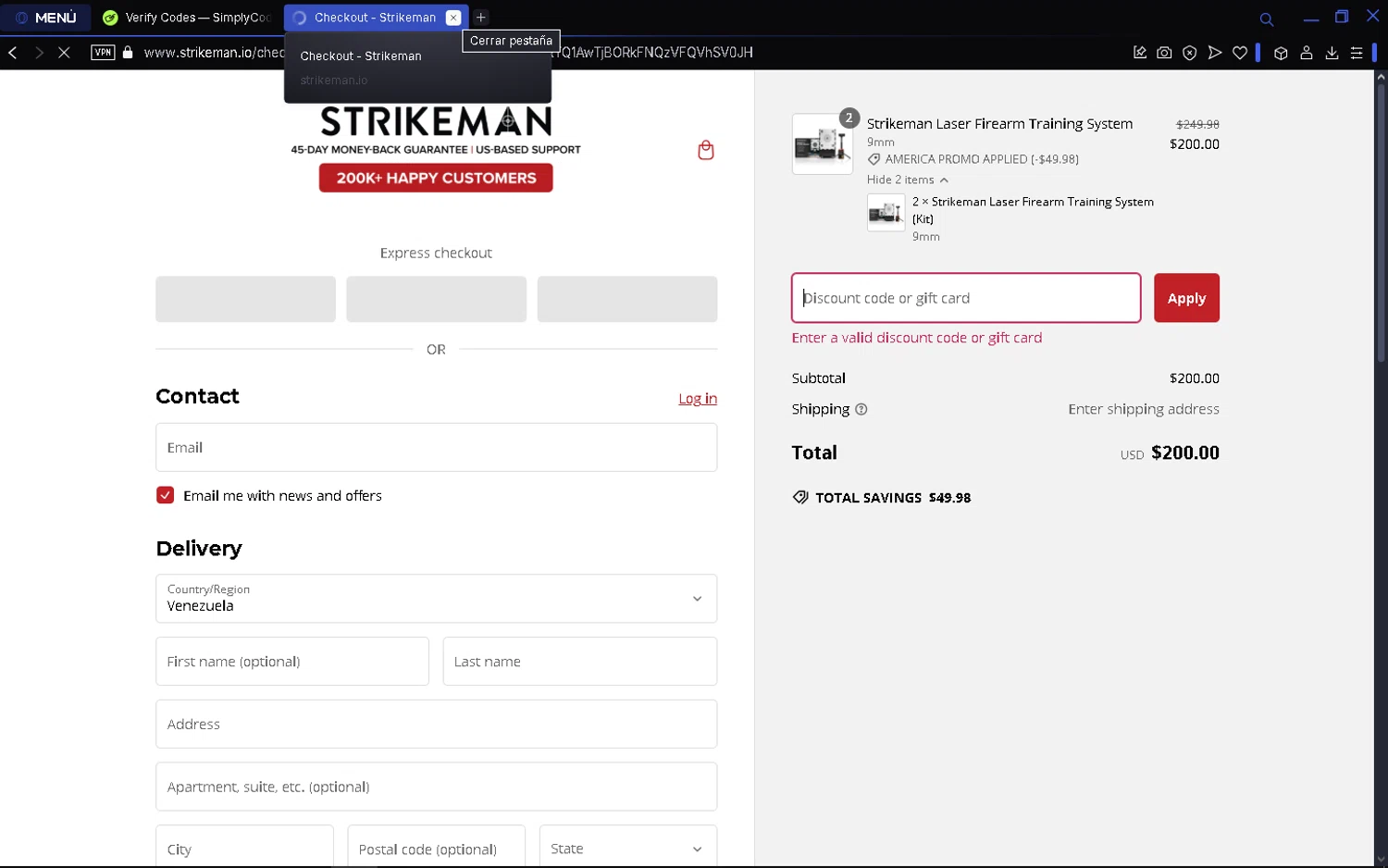 Strikeman discount code screenshot showing code CM30 applied at Strikeman checkout page. Uploaded by SimplyCodes community member Matrixx on Feb 25, 2025
