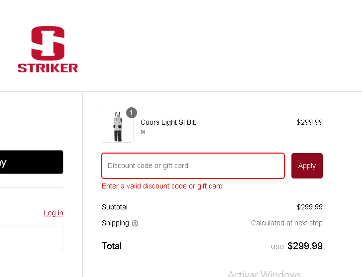 Striker Brands discount code screenshot showing code ICE20 applied at Striker Brands checkout page. Uploaded by SimplyCodes community member lovehumbe on Jan 15, 2025