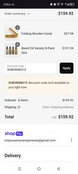SUBVIKING15 coupon verification screenshot