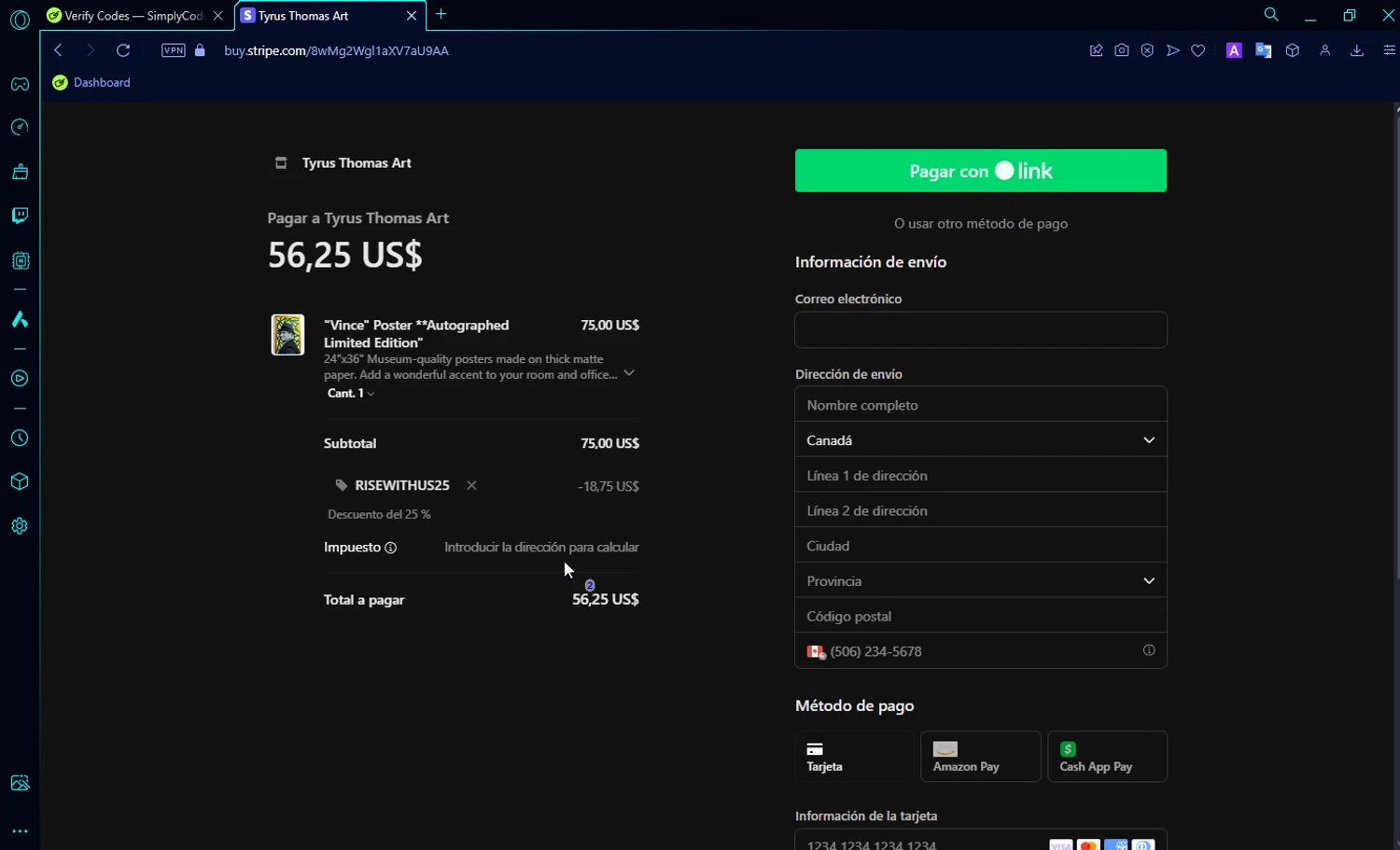 where to use Stripe promo code box