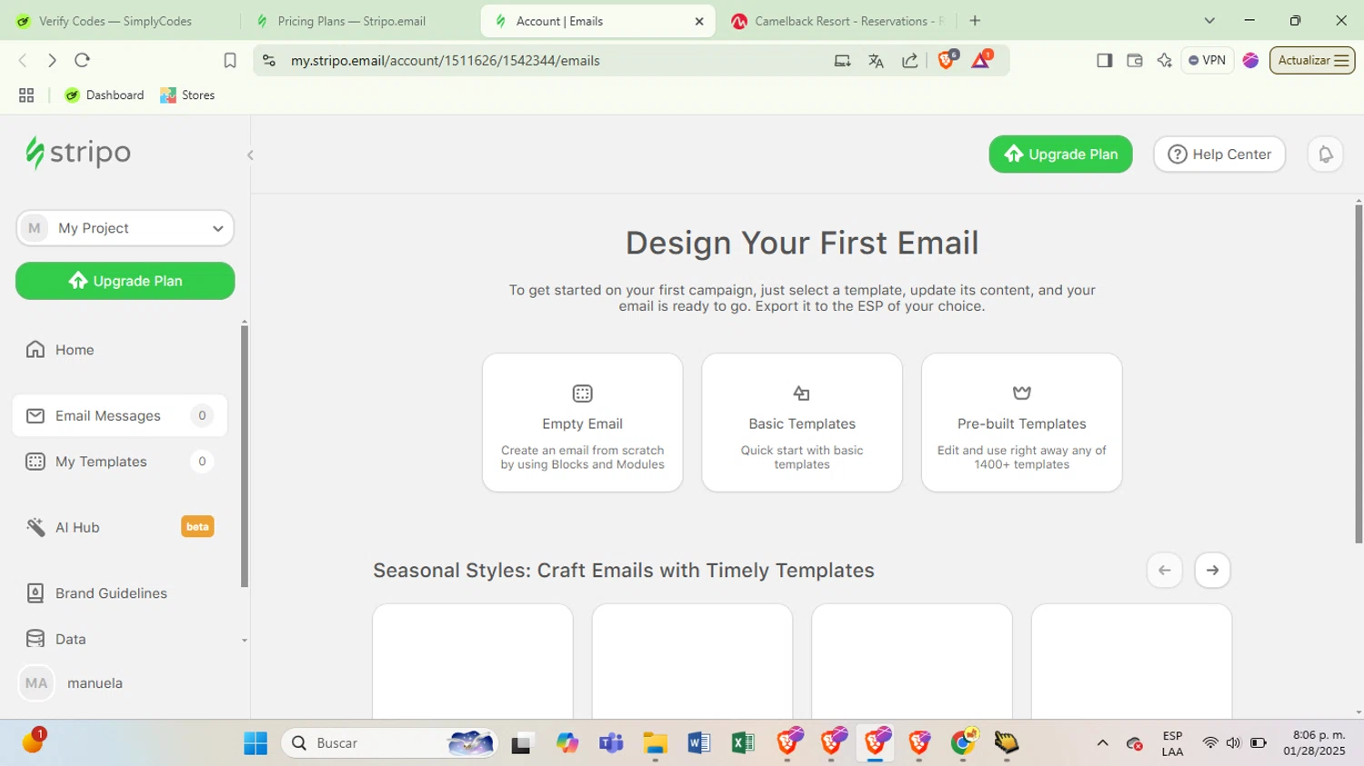 Stripo checkout page showing Stripo promo code box | Screenshot taken by SimplyCodes community member on Jan 29, 2025