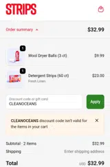 CLEANOCEANS coupon verification screenshot