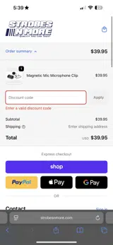 20STROBES25 coupon verification screenshot
