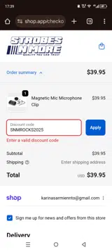 SNMROCKS2025 coupon verification screenshot