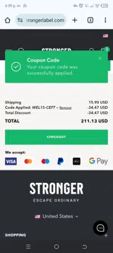 WEL15-CEFT coupon verification screenshot