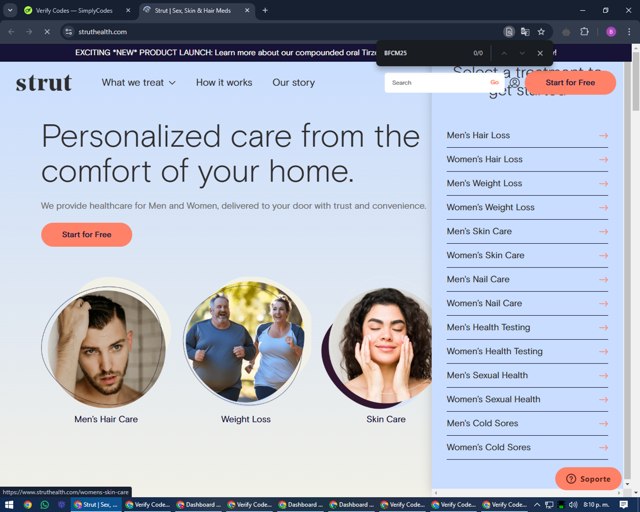 Strut checkout page showing Strut promo code box | Screenshot taken by SimplyCodes community member on Dec 28, 2024