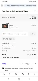 StarWalker Organic Farms coupon verification screenshot