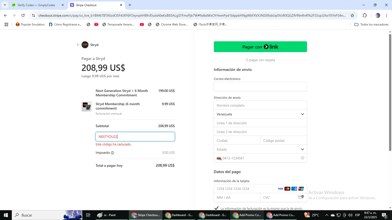 Stryd promo code screenshot showing code NextYou22 applied at Stryd checkout page. Uploaded by SimplyCodes community member DealLynx6506 on Mar 23, 2025