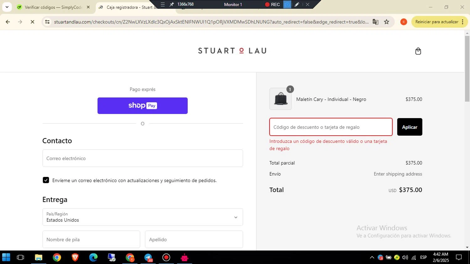 Stuart & Lau promo code screenshot showing code BF_2023 applied at Stuart & Lau checkout page. Uploaded by SimplyCodes community member ExtraordinaryChaser3203 on Feb 6, 2025