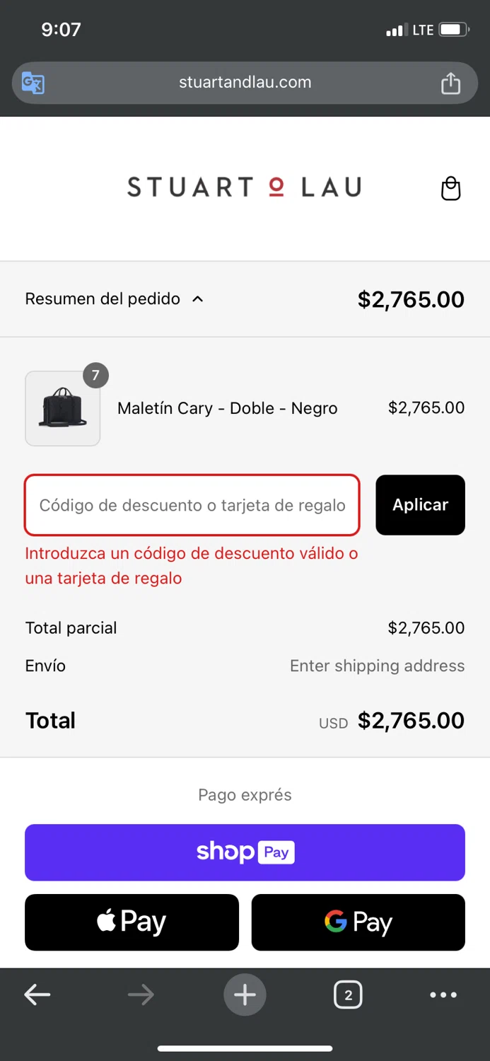 Stuart & Lau promo code screenshot showing code 24HR_2024 applied at Stuart & Lau checkout page. Uploaded by SimplyCodes community member morapr on Mar 7, 2025